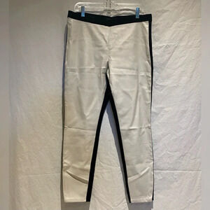 Banana Republic Sloan Fit Cream/Black Leather-Look Pant, size 12, NWT
